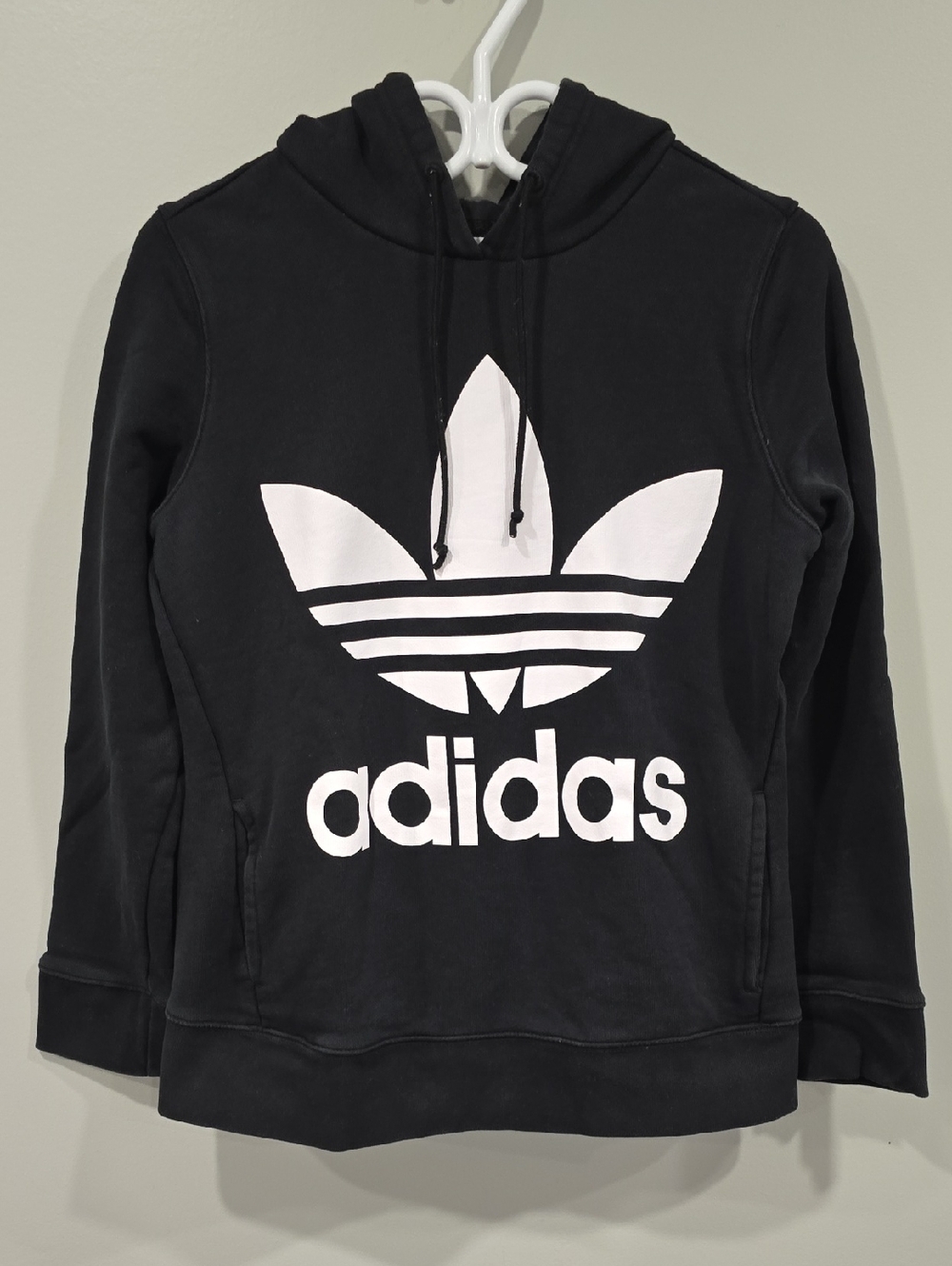 adidas Black Hoodie with White Trefoil Logo